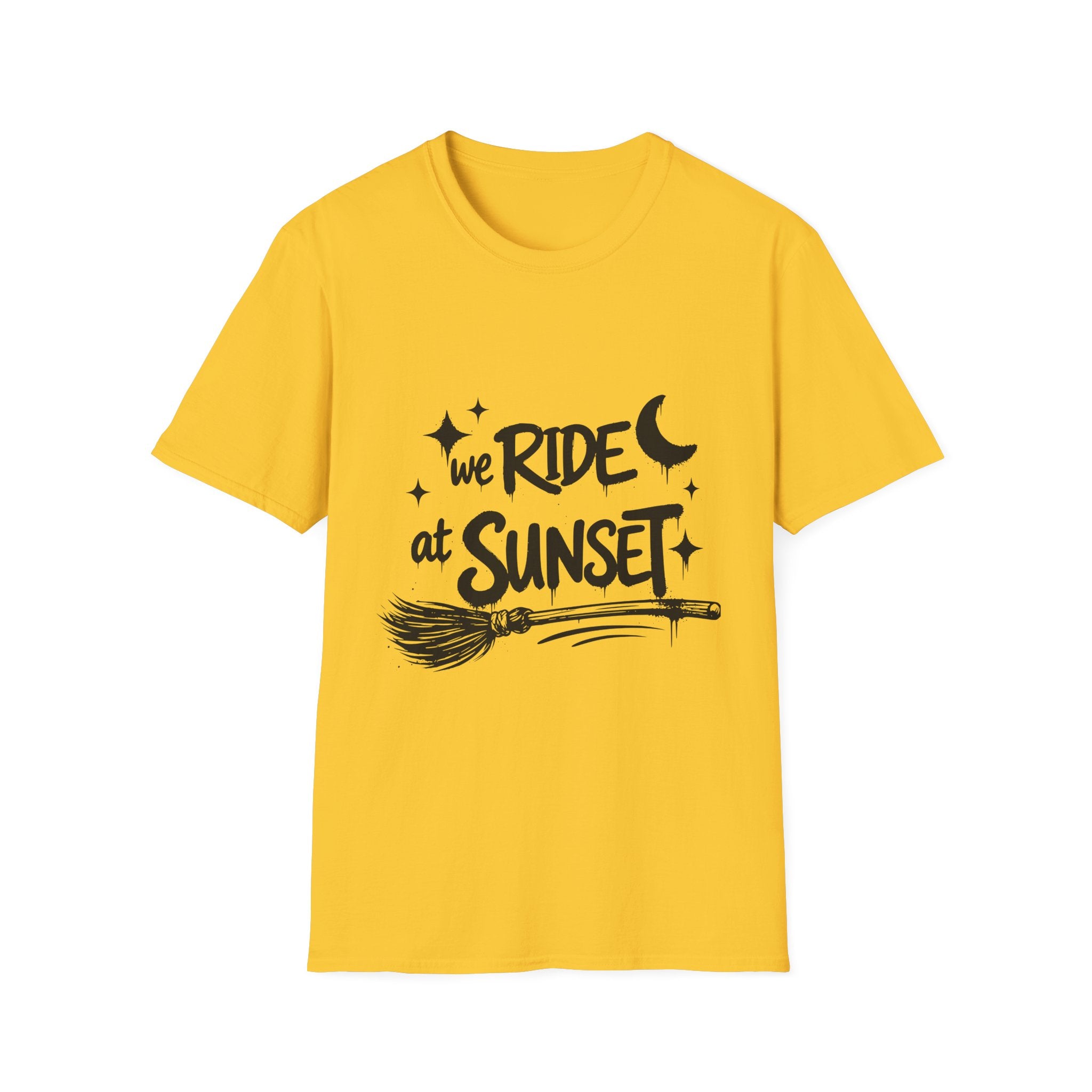 We Ride at Sunset T-Shirt | Retro Adventure Graphic Tee | Moon and Stars Shirt | Sunset Lover Gift | Unisex Casual Tee