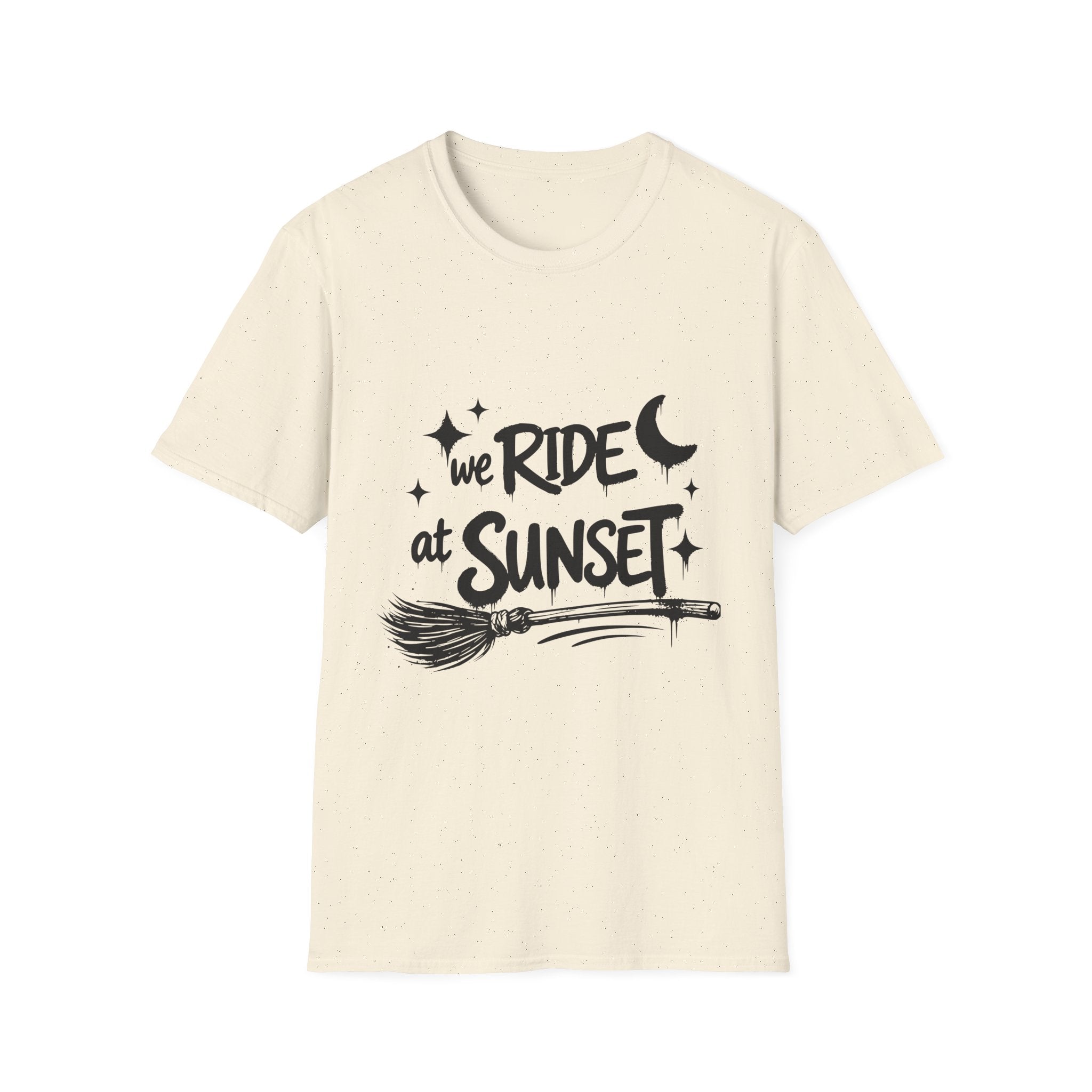 We Ride at Sunset T-Shirt | Retro Adventure Graphic Tee | Moon and Stars Shirt | Sunset Lover Gift | Unisex Casual Tee