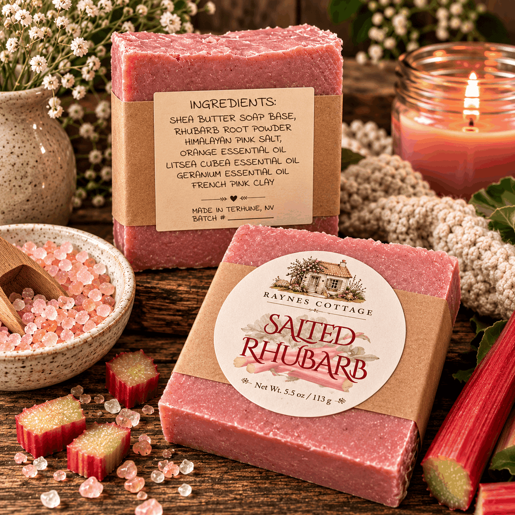 Salted Rhubarb handcrafted soap by Raynes Cottage
