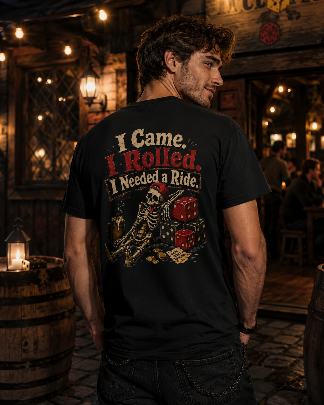I Came I Rolled I Needed a Ride Shirt | Funny Dice Game T-Shirt | Skeleton Gamer Tee | Board Game Night Gift