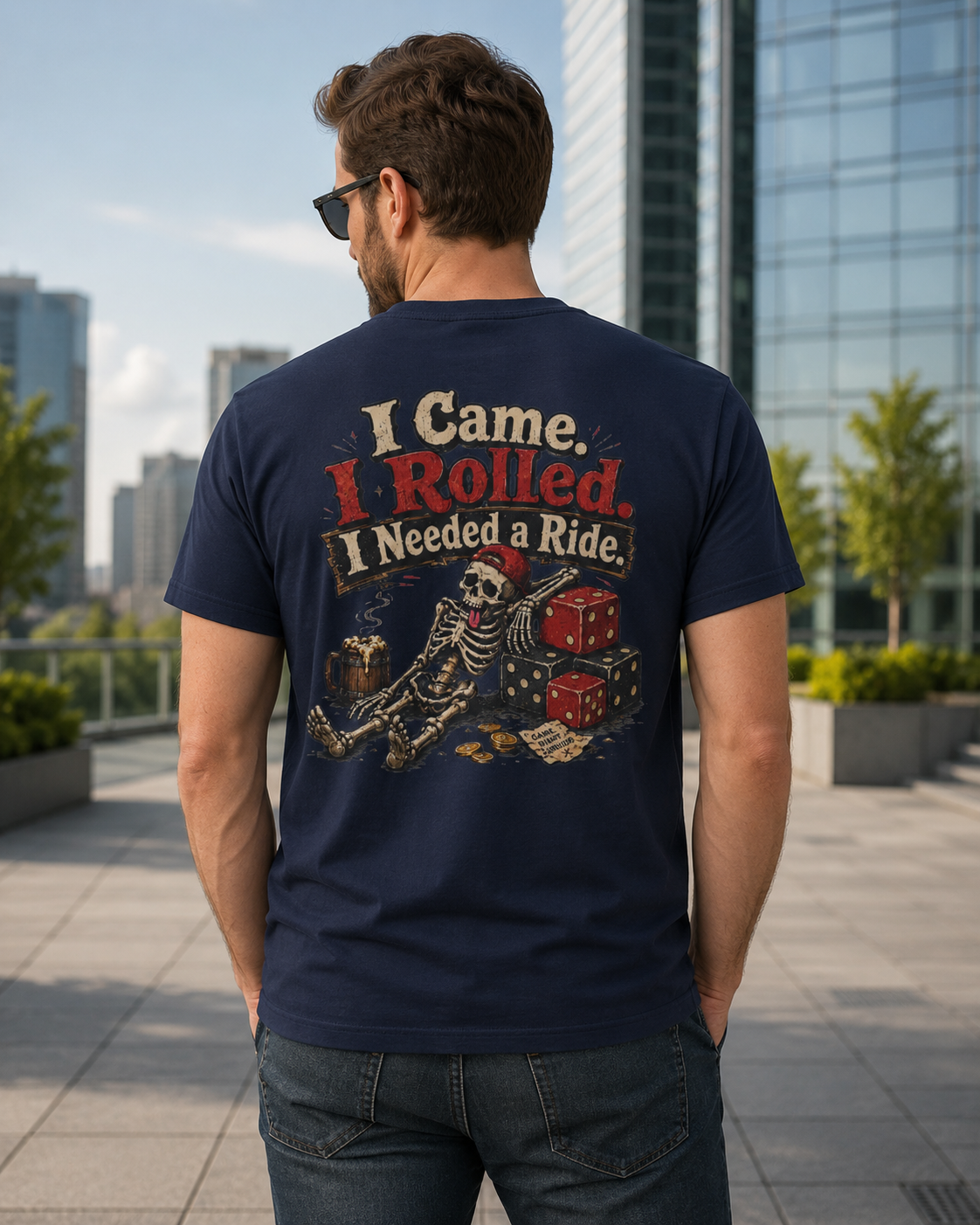 I Came I Rolled I Needed a Ride Shirt | Funny Dice Game T-Shirt | Skeleton Gamer Tee | Board Game Night Gift