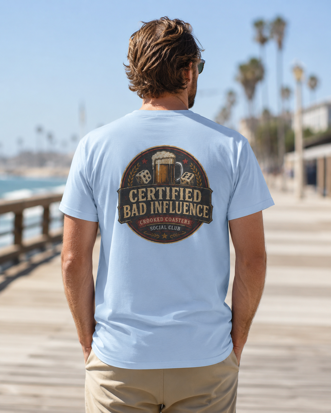 Certified Bad Influence T-Shirt | Funny Beer Lover Shirt | Brewery Graphic Tee | Crooked Coasters Social Club | Pub & Game Night Gift