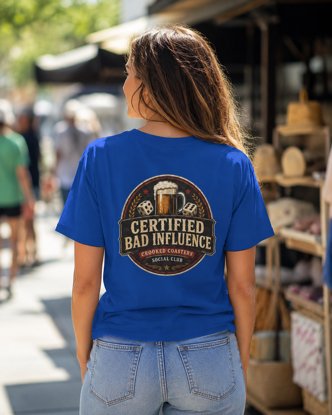 Certified Bad Influence T-Shirt | Funny Beer Lover Shirt | Brewery Graphic Tee | Crooked Coasters Social Club | Pub & Game Night Gift