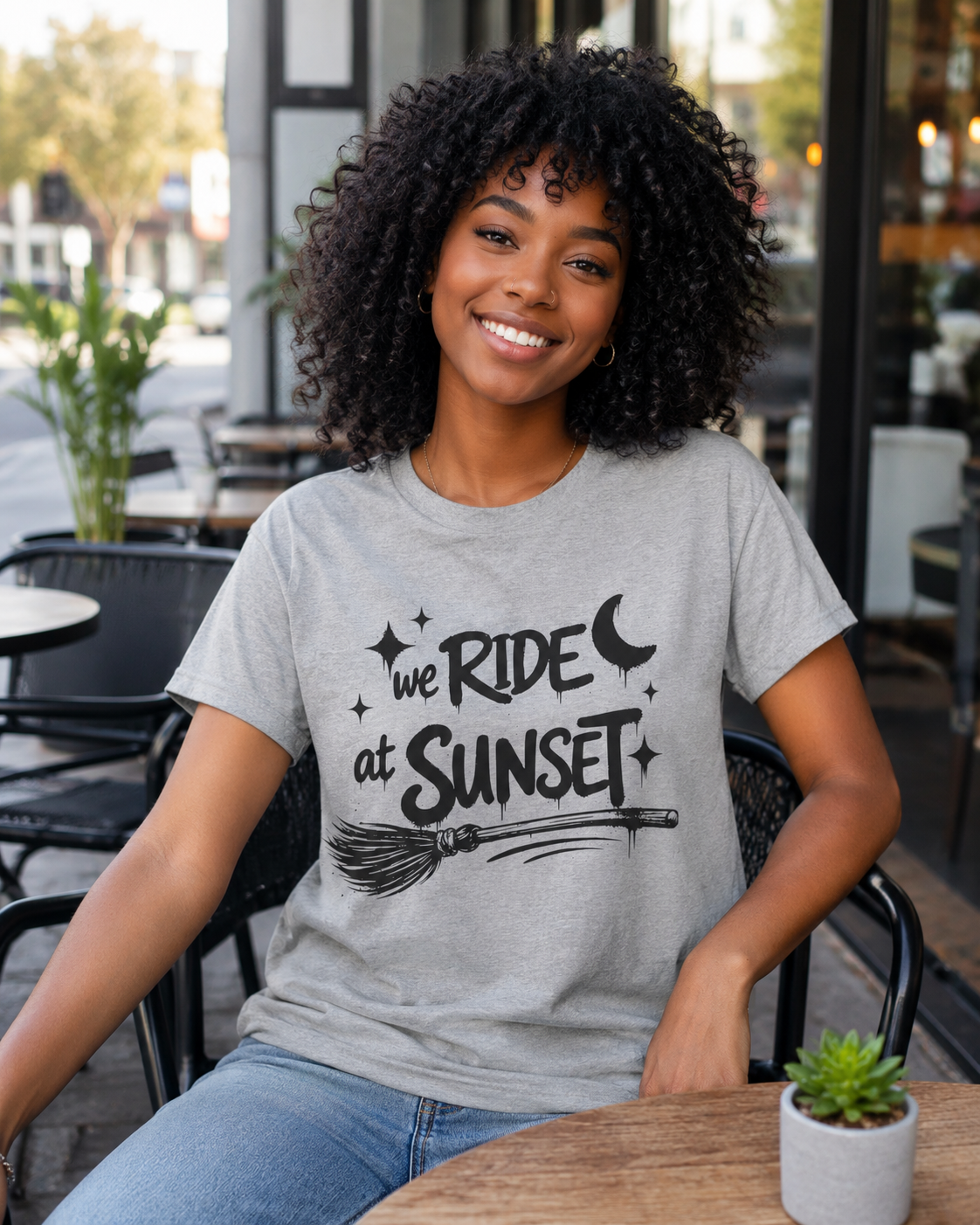 We Ride at Sunset T-Shirt | Retro Adventure Graphic Tee | Moon and Stars Shirt | Sunset Lover Gift | Unisex Casual Tee