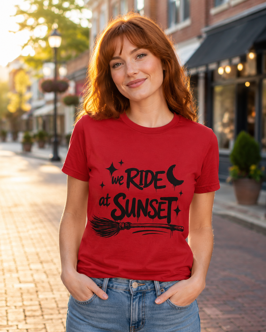 We Ride at Sunset T-Shirt | Retro Adventure Graphic Tee | Moon and Stars Shirt | Sunset Lover Gift | Unisex Casual Tee