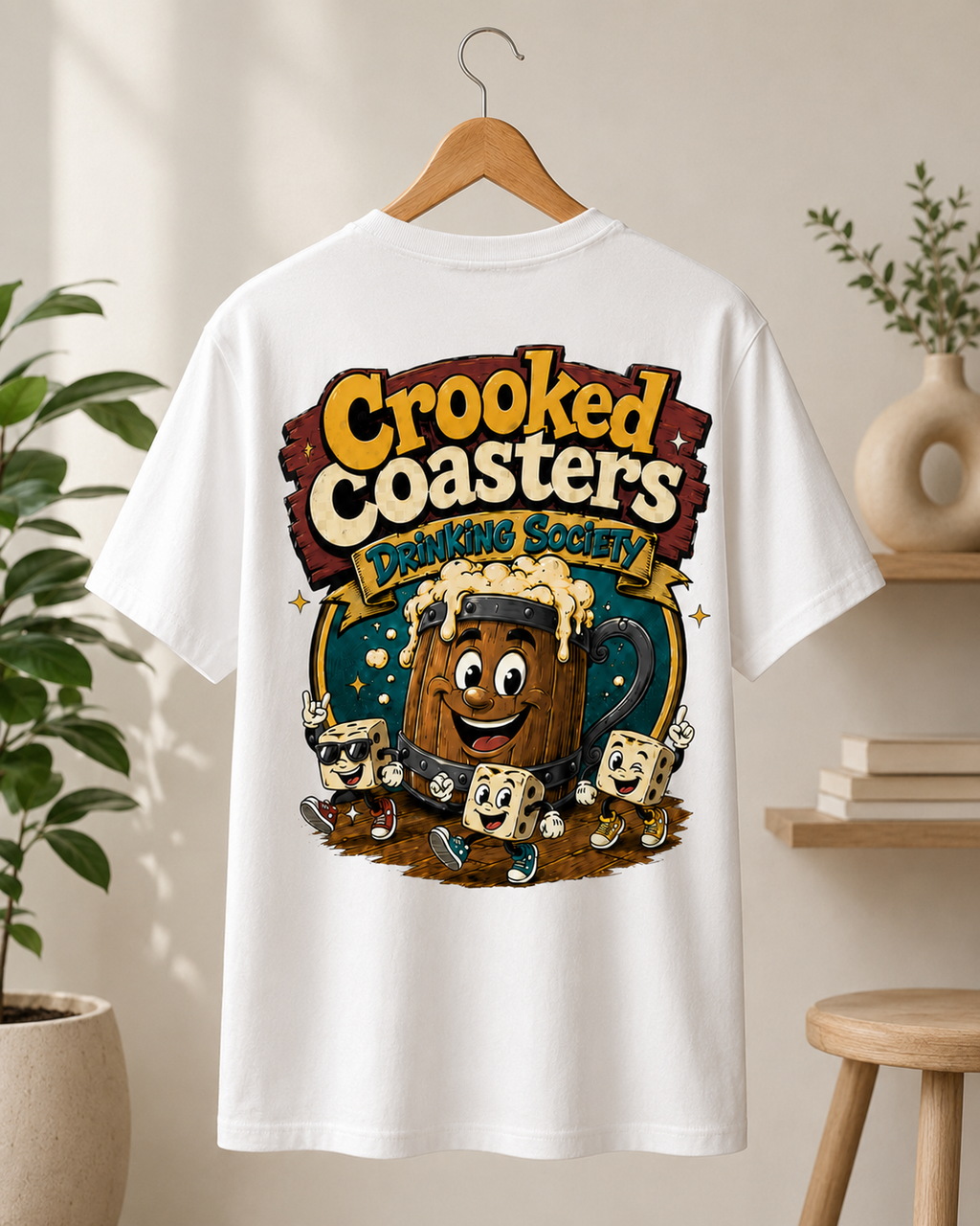 Funny Beer Lover Shirt | Crooked Coasters Drinking Society Tee | Brewery Graphic T-Shirt | Tavern Game Night Gift