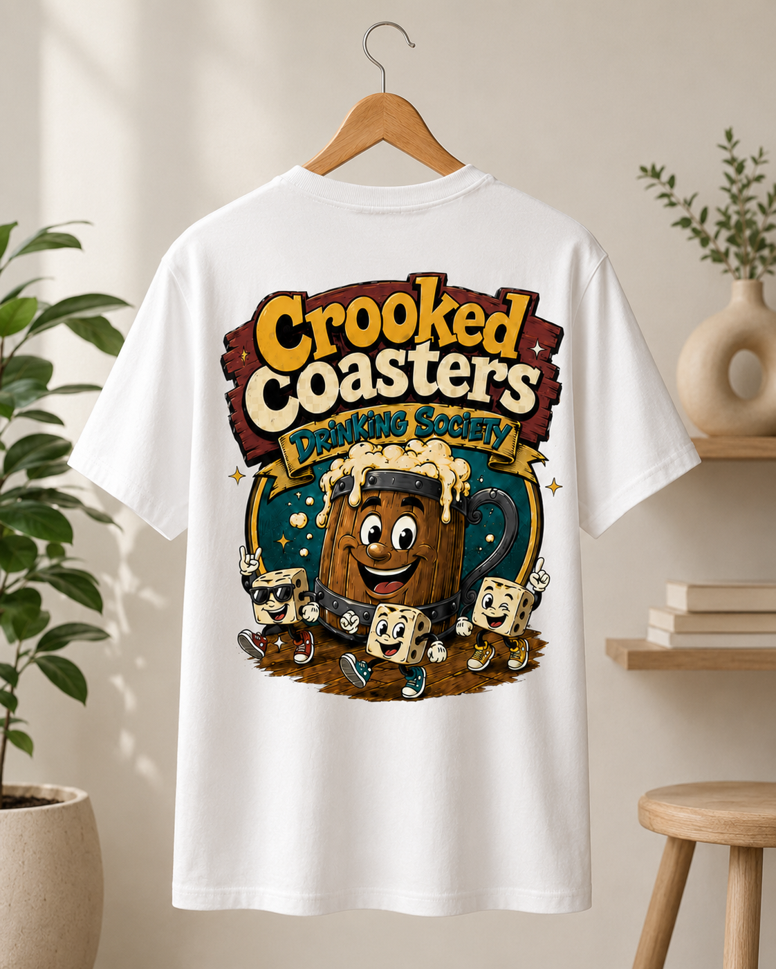 Funny Beer Lover Shirt | Crooked Coasters Drinking Society Tee | Brewery Graphic T-Shirt | Tavern Game Night Gift