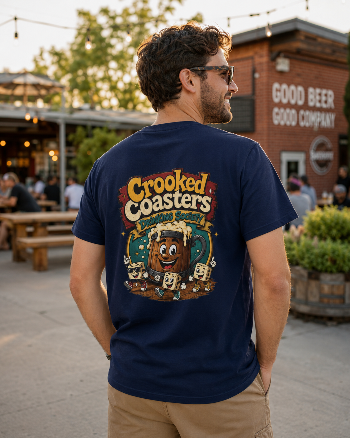 Funny Beer Lover Shirt | Crooked Coasters Drinking Society Tee | Brewery Graphic T-Shirt | Tavern Game Night Gift