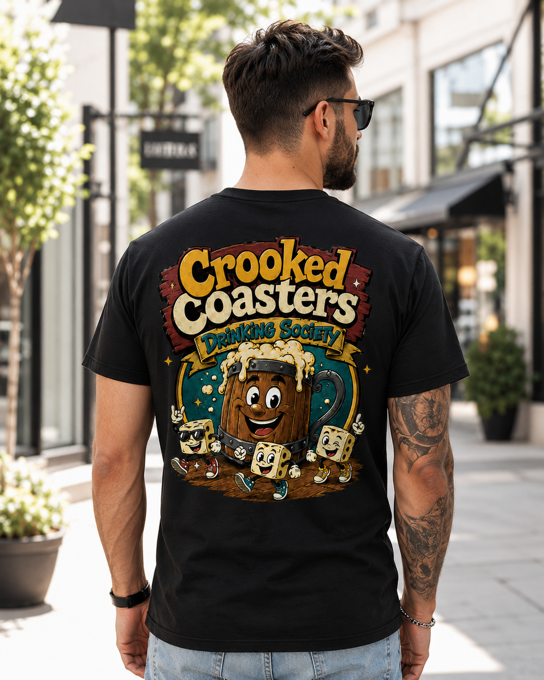 Funny Beer Lover Shirt | Crooked Coasters Drinking Society Tee | Brewery Graphic T-Shirt | Tavern Game Night Gift
