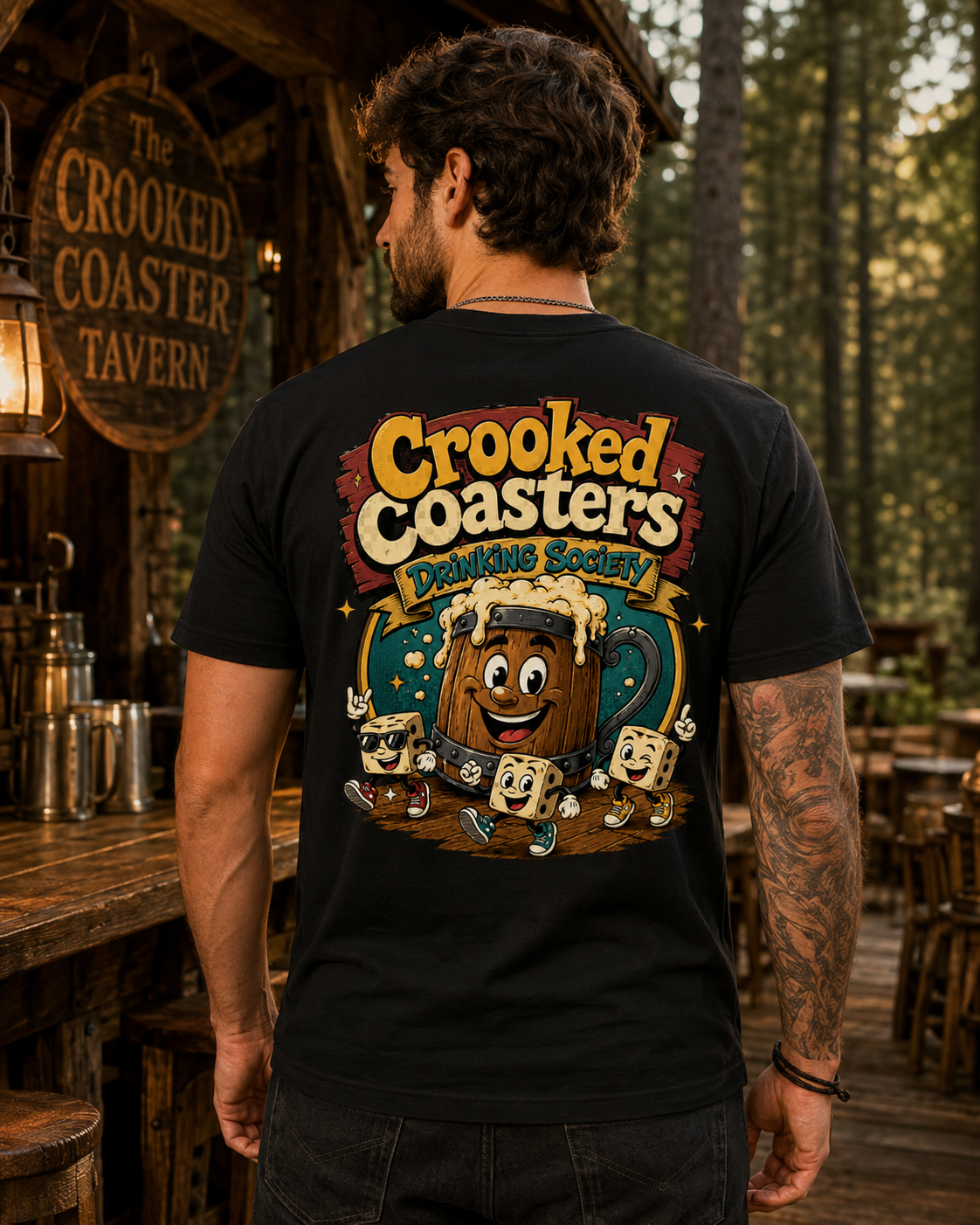 Funny Beer Lover Shirt | Crooked Coasters Drinking Society Tee | Brewery Graphic T-Shirt | Tavern Game Night Gift