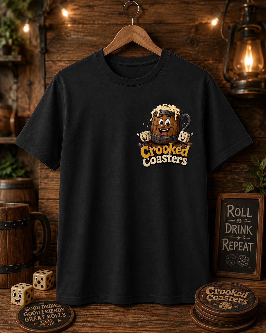 Funny Beer Lover Shirt | Crooked Coasters Drinking Society Tee | Brewery Graphic T-Shirt | Tavern Game Night Gift