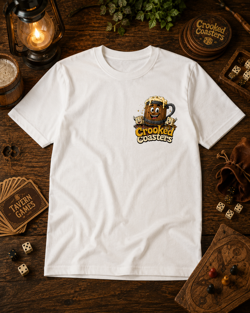 Funny Beer Lover Shirt | Crooked Coasters Drinking Society Tee | Brewery Graphic T-Shirt | Tavern Game Night Gift