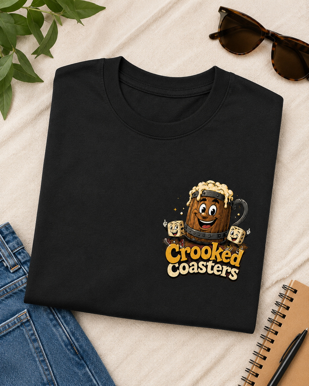 Funny Beer Lover Shirt | Crooked Coasters Drinking Society Tee | Brewery Graphic T-Shirt | Tavern Game Night Gift