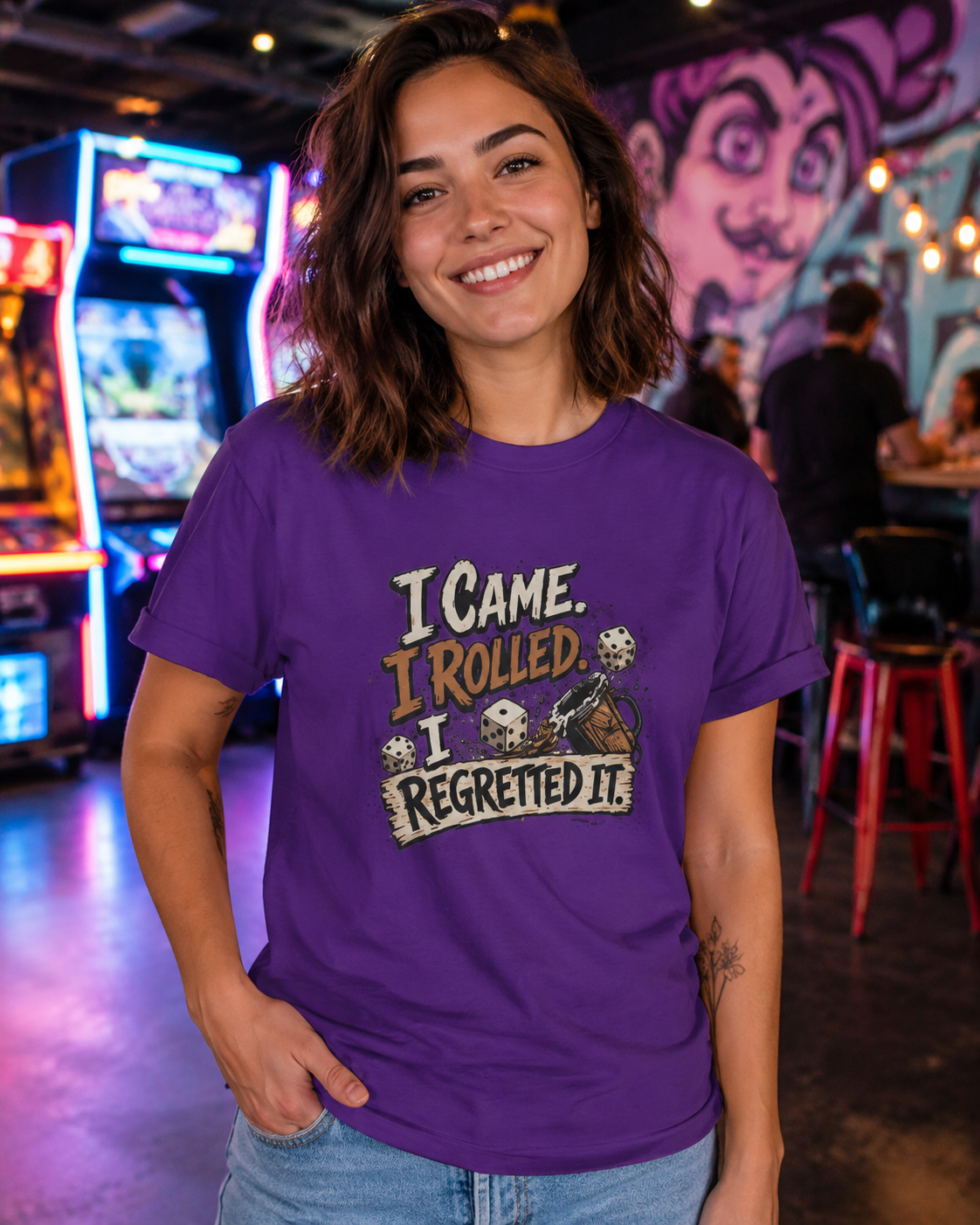 I Came I Rolled I Regretted It Shirt | Funny Game Night T-Shirt | Dice Lover Gift | Board Game Graphic Tee | Gamer Shirt