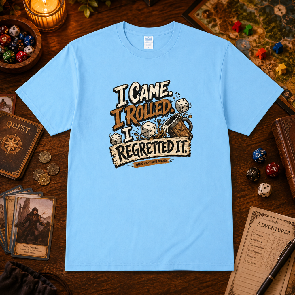 I Came I Rolled I Regretted It Shirt | Funny Game Night T-Shirt | Dice Lover Gift | Board Game Graphic Tee | Gamer Shirt