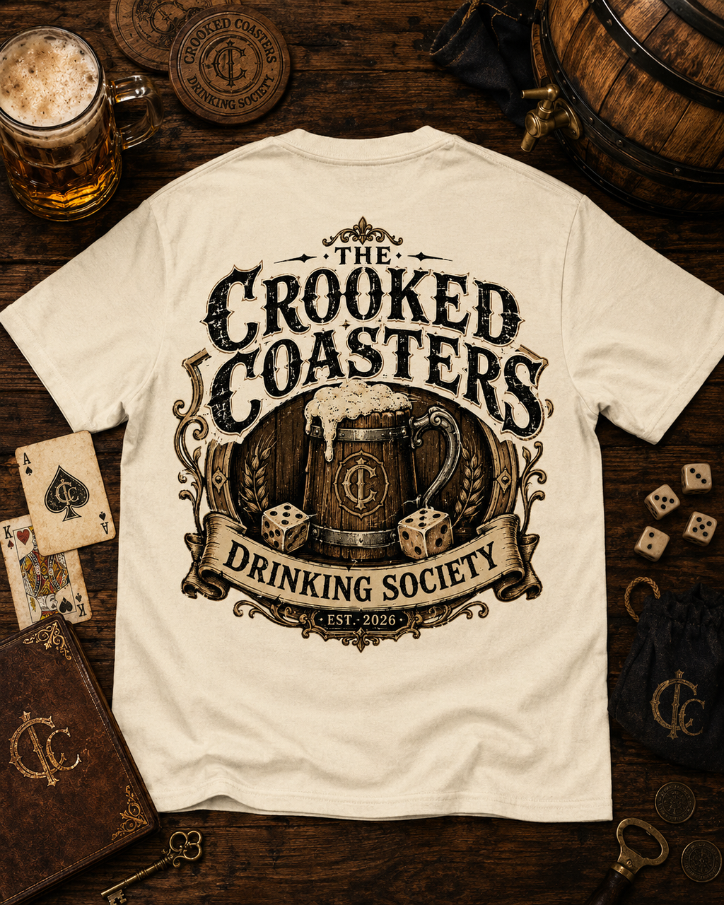 The Crooked Coasters Drinking Society T-Shirt | Vintage Brewery Shirt | Funny Beer Lover Gift | Tavern Graphic Tee