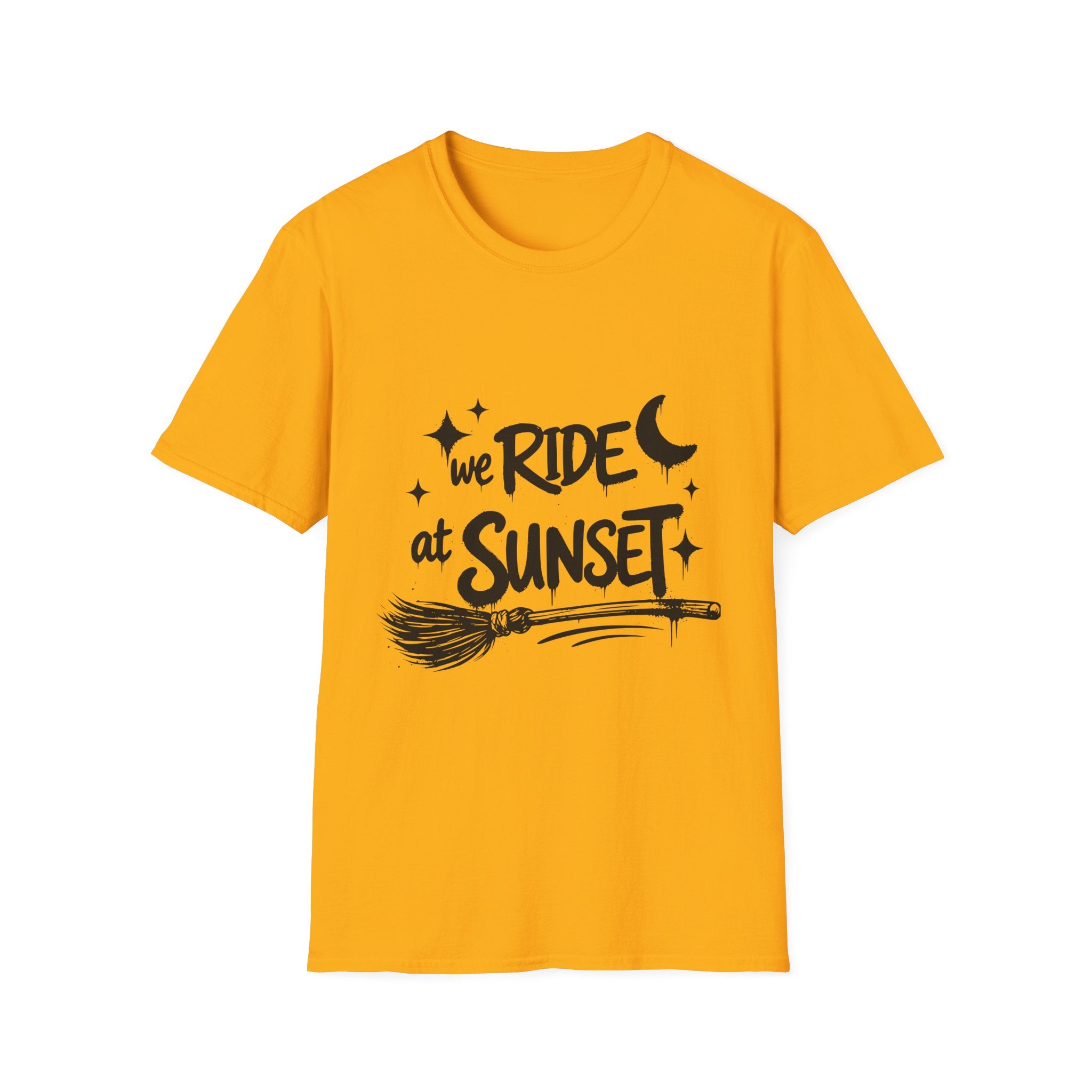 We Ride at Sunset T-Shirt | Retro Adventure Graphic Tee | Moon and Stars Shirt | Sunset Lover Gift | Unisex Casual Tee