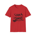 We Ride at Sunset T-Shirt | Retro Adventure Graphic Tee | Moon and Stars Shirt | Sunset Lover Gift | Unisex Casual Tee