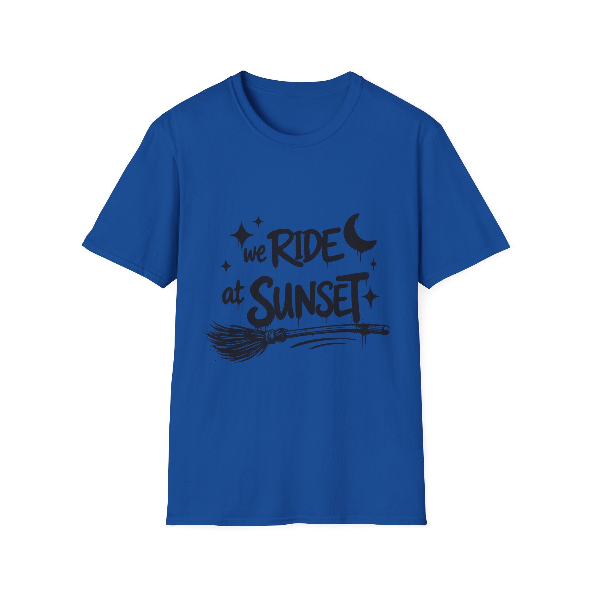 We Ride at Sunset T-Shirt | Retro Adventure Graphic Tee | Moon and Stars Shirt | Sunset Lover Gift | Unisex Casual Tee