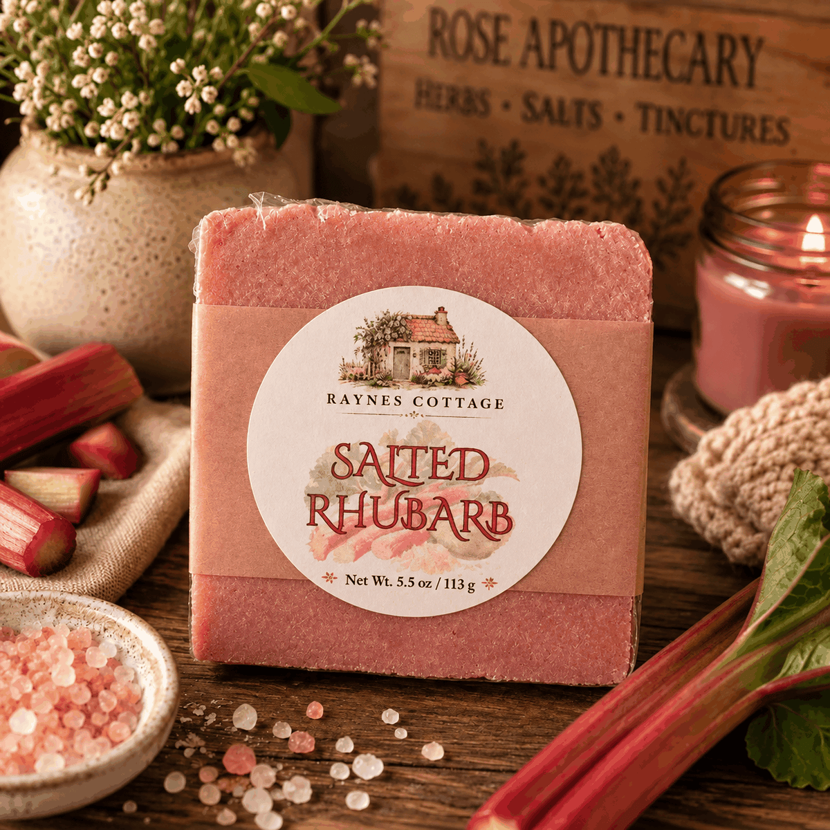 Salted Rhubarb handcrafted soap by Raynes Cottage