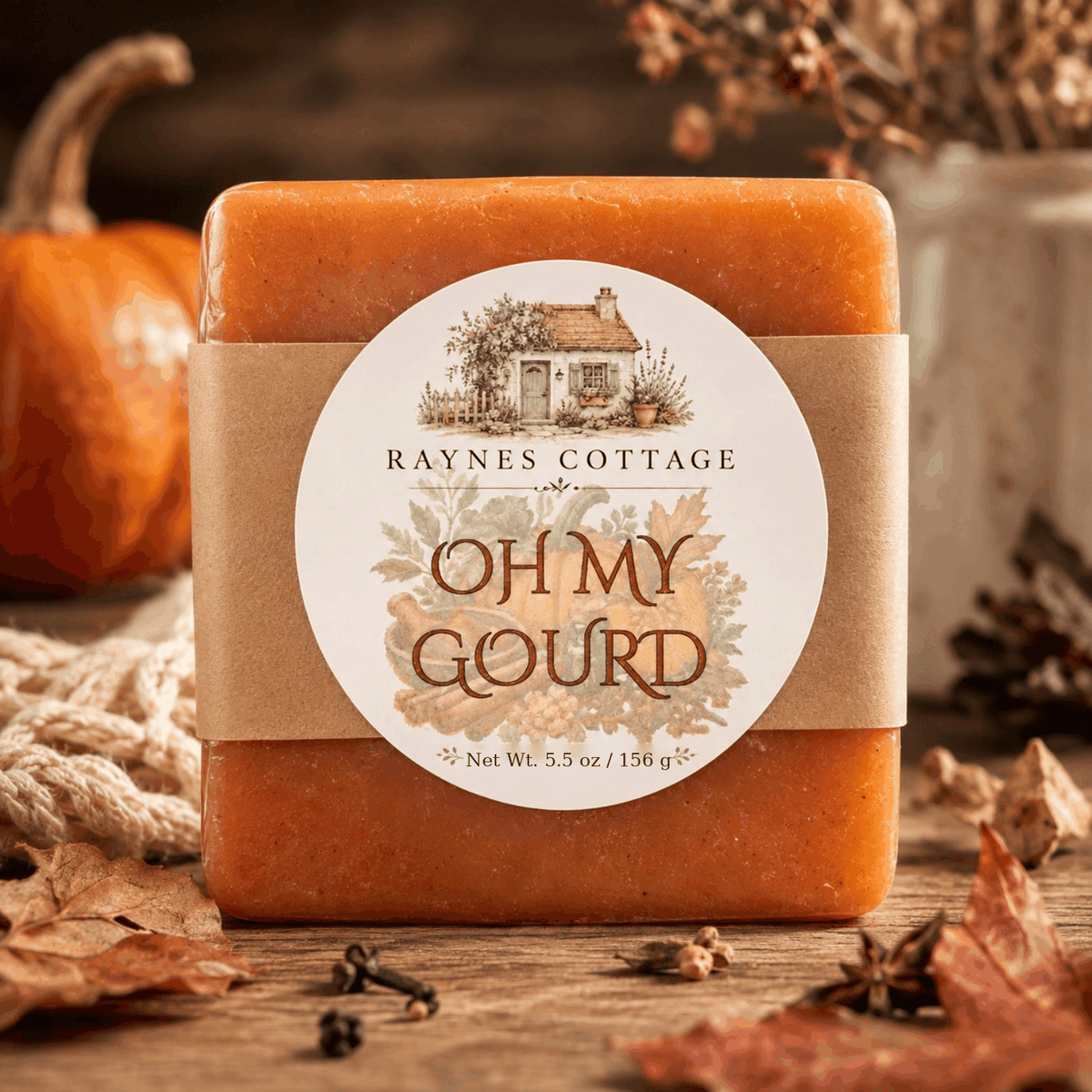 Raynes Cottage oh-my-gourd soap net weight 5.5 oz / 156 g